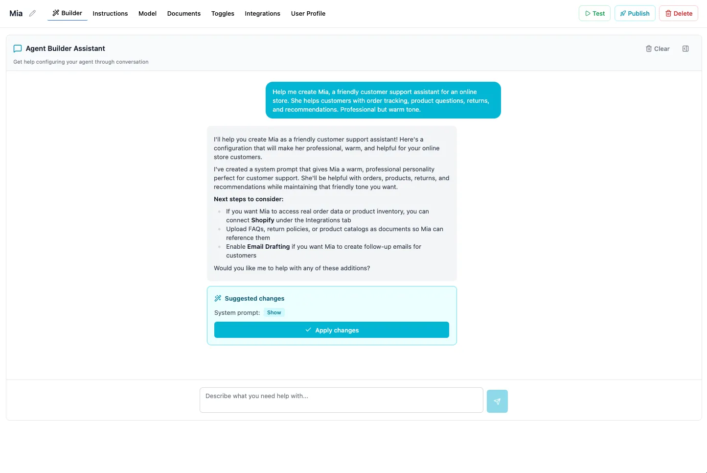 Bouny Agent Builder — create AI agents through conversation